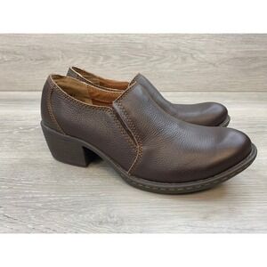 b.o.c. Born Concept Women's Loafers Brown Leather Block‎ Heel 7.5 Comfort Shoes